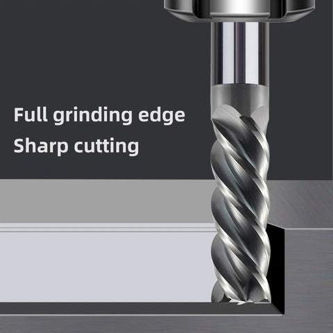 Set Of 3 Carbide Square End Mills 4mm 6mm 8mm 4 Flutes For Stainless Steel With Unequal Division Variable Helix And U Shaped Groove cutting edge