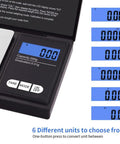 200g 0.01g Digital Pocket Scale With LCD Display showing multiple weighing modes and buttons