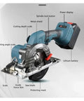 Badass Cordless Brushless Circular Saw 5 Inch 125mm handheld power tool with lithium battery and cutting depth scale.