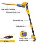 Cordless Pole Hedge Trimmer Bare Tool Only, 16 Inch Dual Action Blades, 8 Foot Reach With Extension Pole, Adjustable Features