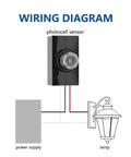 Wiring diagram of 2 Pack Dusk To Dawn Photocell Light Sensor Outdoor Lighting Control Switch Black With Wired Connection