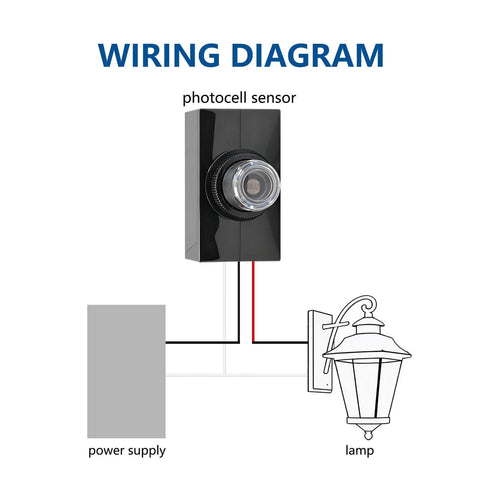 Wiring diagram of 2 Pack Dusk To Dawn Photocell Light Sensor Outdoor Lighting Control Switch Black With Wired Connection