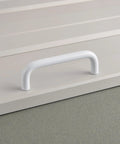 Bright White 3.8 Inch Cabinet Pulls 5 Pack Aluminum Alloy Drawer Handles for Cabinets and Drawers 96mm Hole Center Curved Tray Style