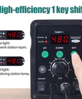 Digital display of 2 In 1 Rework Station For SMD Soldering And Hot Air Rework, precise PID temperature control, 220V power.
