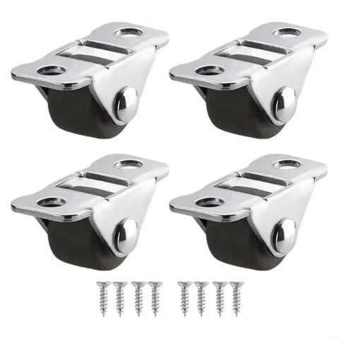 Heavy Duty Half Inch Mini Furniture Casters With Kickass Silent Glide Rubber Tires And Solid Steel Mounting Plates For Quick Home Office Upgrades And Desk Repairs set of four with screws.