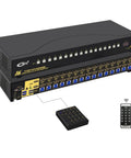 Boss Level Dual Monitor KVM Switch Delivering HDMI 4K At 60Hz Seamlessly Controls Up To 16 Computers And Laptops From One Standalone Desk Station Featuring USB 3.0 Hub Hotkey Swapping Audio Ports Ready To Roll Out, with remote control.