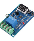 No Sweat Battery Charge Control Module With Crisp Digital Screen For Easy Six To Sixty Volt Charging And Discharging Ten Amp Setup Sweet For Solar Wind Cars And Ev Rides on a blue circuit board