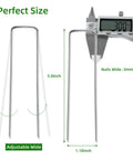 Tough As Nails Heavy Duty Galvanized 5 Inch Lawn Staples 11 Gauge U Shaped Ground Spikes with caliper measurements