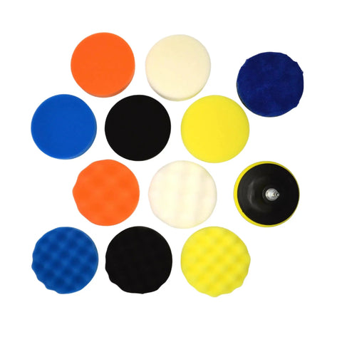 12Pcs 5 Inch Foam Buffing Pads Kit With Coral Fleece Pad Backing Plate M14 Drill Adapter For Pro Grade Do It All Car Detailing