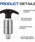 Product image of Two Pack Spring Loaded T Handle Pull Knobs With Badass Grip Built Tough As Nails For Welding Tables and Garage Shelves Locking Steel Shank Shock Proof Plastic Design Half Shank 3 15 Inches Long, featuring durable plastic handle and anodized steel body.