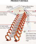 Slick Pull Down Attic Ladder Featuring Smooth Glide Telescopic Rails And Heavy Duty Antislip Base for easy ceiling access details.
