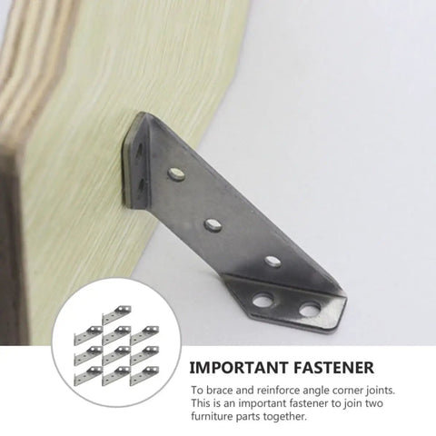 10 Pieces Heavy Duty Stainless Steel Corner Brackets Trapezoid Angle Joint Fasteners for Reinforcing Furniture Shelves and Tables