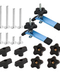 Two Pack T Track Hold Down Clamp Kit With 5-1/2 Inch Length And 1-1/8 Inch Width, Includes T Track Knob Kit With Threaded Knobs And 5/16-18 Bolts, 16-Piece Set