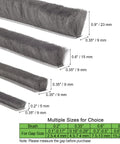 YOCCEK gray self-adhesive weather-stripping brushes with metal backing in multiple sizes for doors and windows.