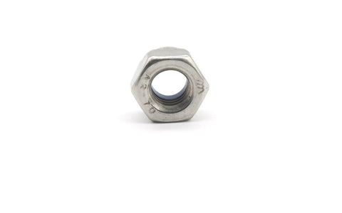 Front view of 20 Pack M8 x 1.25 Nylon Inserted Stainless Steel Lock Nuts Self Locking 304 Grade 8mm Hex