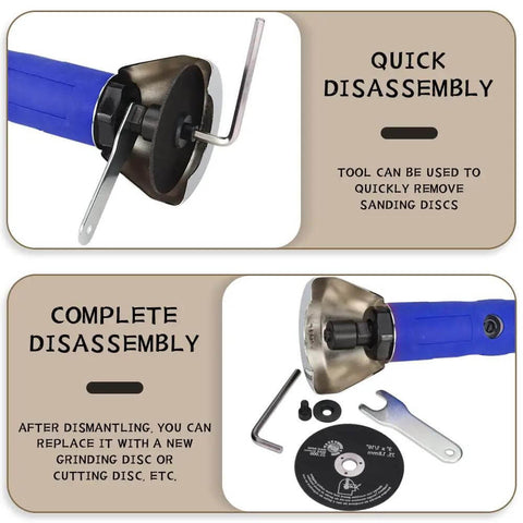 Beefy Upgraded 3 Inch Air Cut Off Tool With 5 Die Grinder Cutting Wheels, quick and complete disassembly, includes accessories.
