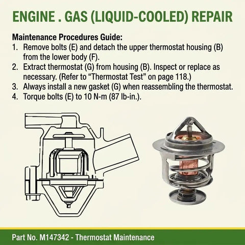 Heavy Duty Engine Thermostat M147342 For Precise Temperature Regulation That Opens At 82 C 179 F To Prevent Overheating And Stand Up To Outdoor Rugged Use Under Heavy Loads Durable Alloy Housing For Long Term Outdoor Use And Easy Install, thermostat maintenance guide