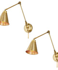 Ellis 18 Inch Vintage Industrial Swing Arm Wall Lamp With Adjustable Head Set Of Two Dope Modern Look Plug In Or Wall Mount Cord Covers