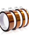 High Temperature Polyimide Tape For PCB And CPU Protection, 1 Mil Kapton Style Heat Shield With Silicone Adhesive, 4 rolls in various sizes