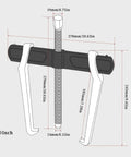 Diagram of 10 Inch 2 Jaw Gear Puller For Internal And External Removal Of Pulleys Bearings And Gears showing dimensions.