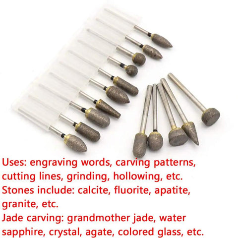 Heavy Duty 3mm Diamond Burr Grinding Head For Rotary Carving And Jade Peeling With Sintered Abrasive Tip compatible with various rotary tool bits