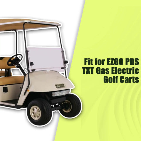 EZGO TXT gas electric golf cart featuring beige seats and roof, fit for Rear Leaf Spring Bushing And Sleeve Kit