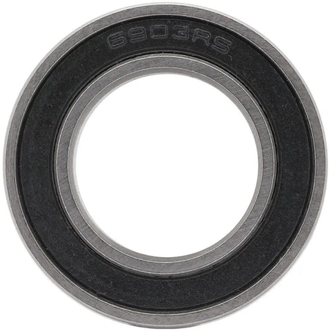 Top Shelf 100 Pack Of 6903 2RS Deep Groove Radial Ball Bearings 17 Mm X 30 Mm X 7 Mm with double rubber seals showing center hole.