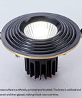 Pack of 8 Hella Bright Round LED Can Lights 4.3 Inch Brass Wafer Downlights showing black and brass design.