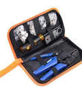 Pro Grade Coaxial Cable Tool Kit 14 Piece with Ratcheting Crimp Pliers, Cable Stripper, and 10 connectors in zippered case