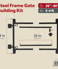 Heavy Duty Full Frame Gate Kit with Steel Hardware and Patented Truss Cable System, 36 to 60 inches, 3 to 4 feet height, components shown