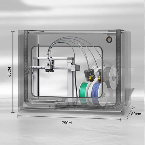 Large 75 By 60 By 65 Cm 3D Printer Enclosure With LED Light Dustproof Filament Dryer Fume Extractor And Ventilation System Noise Reduction Boosts Print Quality For ABS And PETG High Temp Projects visible with internal mechanism and LED lights