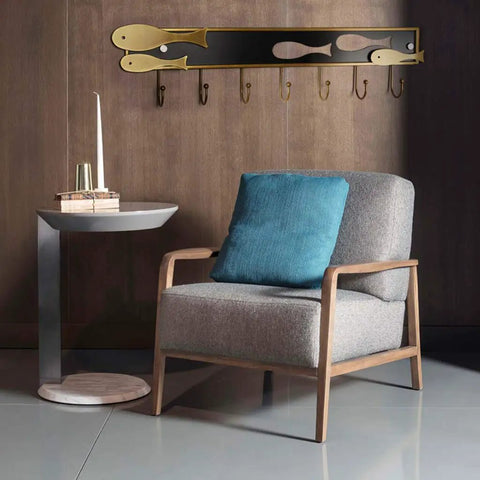 Goldfish Wall Mounted Coat Rack Hook Set With Multiple Hangers For Coats And Towels Featuring Hella Tough Metal Build, displayed in modern entryway.