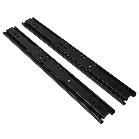Heavy Duty Drawer Slide Set, 3-Section Black, 100 Lb Load Capacity, 16 Inch shown in parallel view