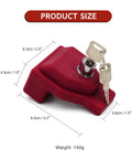 Plastic Glad Hand Lock For Trailer Security, 1 Pack with 2 Keys, Red Durable Plastic, Dimensions Shown, Easy Install