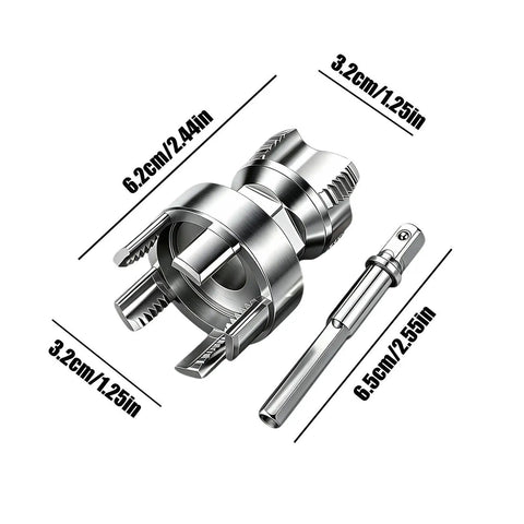 Heavy Duty Pipe Threader Kit Built With Tough Alloy Teeth For No Sweat PPR Chamfering And Deburring Anti Jam Plumbing Tool dimensions shown.