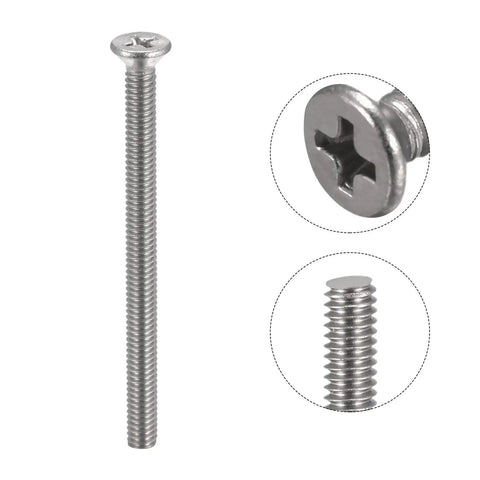 Premium Eight Thirty Two By Two Quarter Inch Flat Head Machine Screws Made Of Slick Thirty Four Stainless Steel with Phillips drive