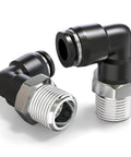 Male Elbow Push To Connect Fittings 12Mm Tube OD X 3/8 Inch NPT Thread Copper And Plastic Pack Of 2 For Pneumatic Tubing 0 To 145 Psi