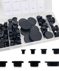 Top Picks 102 Piece T-Type Silicone Hole Plugs Kit With 8 Sizes For Auto, Furniture Pipes And Bottles Sealing Grommet Stoppers Dust Proof High Heat Resistant Caps Black Durable Rubber Stuffing, black plugs in storage case