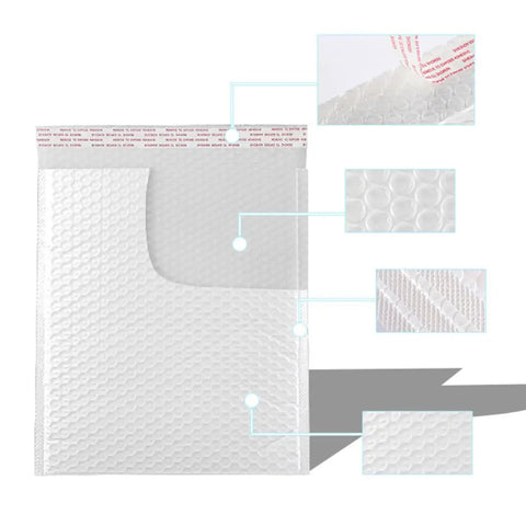 White Pearlized Bubble Mailers 14x16 Inch With 4 Inch Flap Waterproof Shockproof Padded Envelopes for mailing and packaging