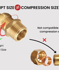 Brass NPT reducer bushing set, 3/4 in NPT male x 1/2 in NPT female, 1 in OD to 0.75 in ID, 2-piece plumbing fitting