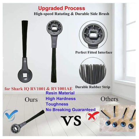 Shark Side Brushes Replacement Pack Ten Pack Fits Shark IQ Robot Models R101AE RV1001 R101 RV1000 AV911S AV2501AE RV2502AE Vacuum Cleaner Accessories 102KY1000