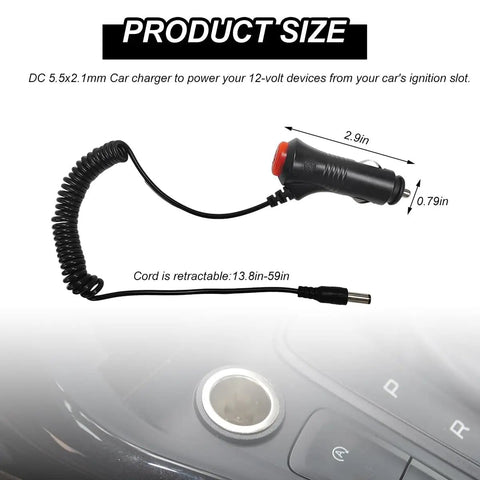 Ride Ready Cigarette Lighter To DC Power Adapter Cable With Easy Toggle Switch And Inline 3Amp Fuse For 12V 24V Cars Trucks Vans And Boats Plug And Play Solid Gear, 2.9in length.