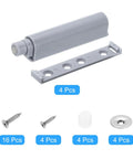 Push To Open Magnetic Door Latches 4 Pack For Hidden Doors Cabinets RV Drawers And Kitchen Cupboards Gray Finish kit components