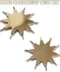 Pro Grade Mohs Hardness Test Kit With 1 to 10 Scratch Tester Picks Gold Ten Pointed Star Grip, two views