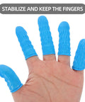 Built Tough 100 Piece Blue Nitrile Anti Static Sleeve Protectors For Tech Repair And Cleanroom Grind Reusable Finger Guards on hand.