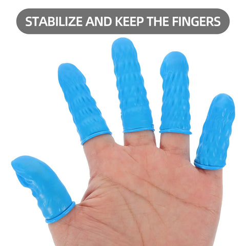 Built Tough And Wicked Comfy Blue Nitrile Finger Sleeves Protective Covers For Electronic Cleanroom And Wound Care Reusable Anti Static Industrial Safety Gloves 100 Piece Pack Smooth Finish on fingers.