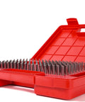 Pro Grade Pin Gauge Set M1 0.061-0.250 Inches, 190-Piece Class ZZ Steel Pin Gauges With Storage Case, Ultra Precise Measurement Tools With Tight Tolerances 0.0000 To -0.0002, HRC 60-62, red case open