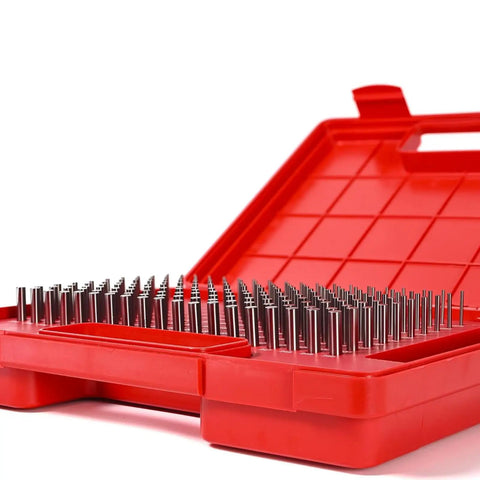 Pro Grade Pin Gauge Set M1 0.061-0.250 Inches, 190-Piece Class ZZ Steel Pin Gauges With Storage Case, Ultra Precise Measurement Tools With Tight Tolerances 0.0000 To -0.0002, HRC 60-62, red case open