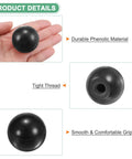 Close-up of black phenolic 3 Pack Threaded Ball Knobs M10 Female 35mm Dia Thermoset Phenolic Round Lever Handles for control panels.