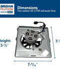 Upgraded OEM Authorized Fan Motor For 7 1 Quarter By 7 1 Half Inch Metal Housings, shown with dimensions and plug.